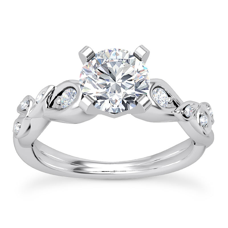 Ladies 14KT White Gold Platinum Round Diamond Tailored Engagement Set ENS2250-A
