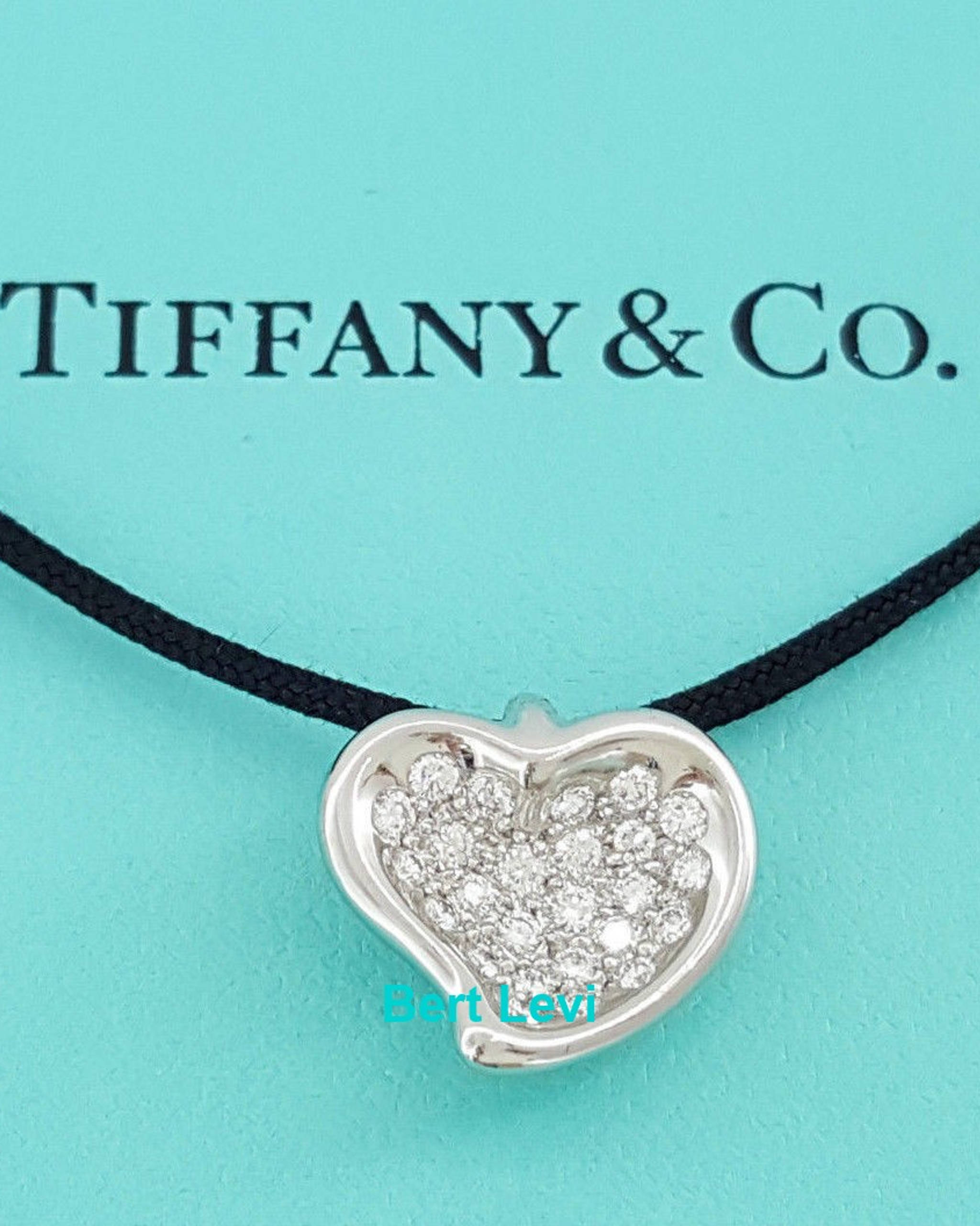 Tiffany & Co Elsa Peretti 0.35 ct Platinum Round Diamond Heart Pave Pendant