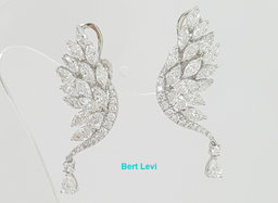 Marquise Round Pear Diamond Angel Wing Climber Dangle Earrings 3.6 ct 18K W Gold