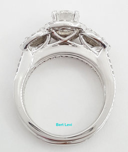 Gabriel & Co Round Diamond Halo 1.28 ct 14K W Gold Engagement Ring Set Rtl $6K