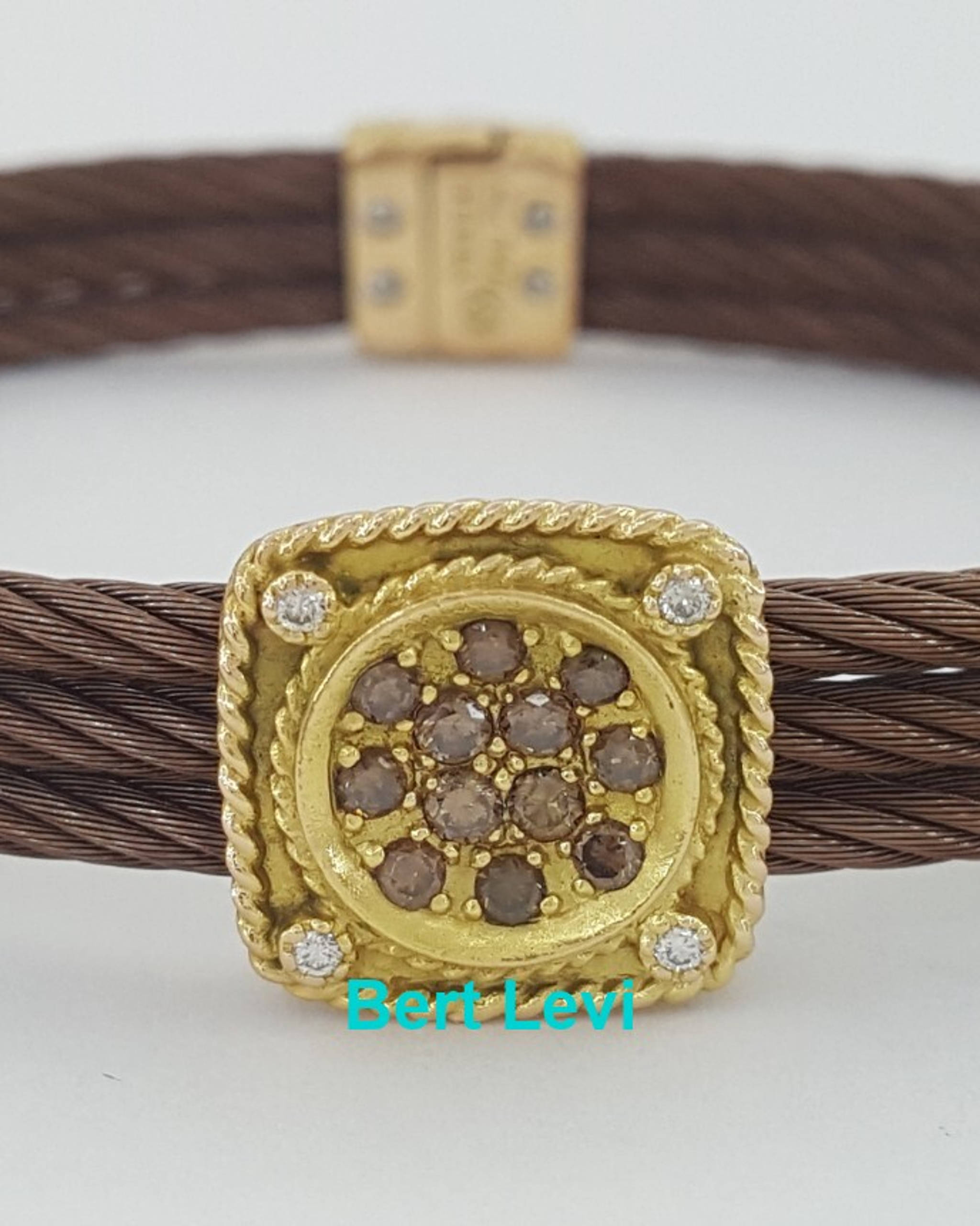 Charriol Celtique 3-Row Cable Diamond Bracelet 13.8 mm 7.5" 18k Gold 7 Steel