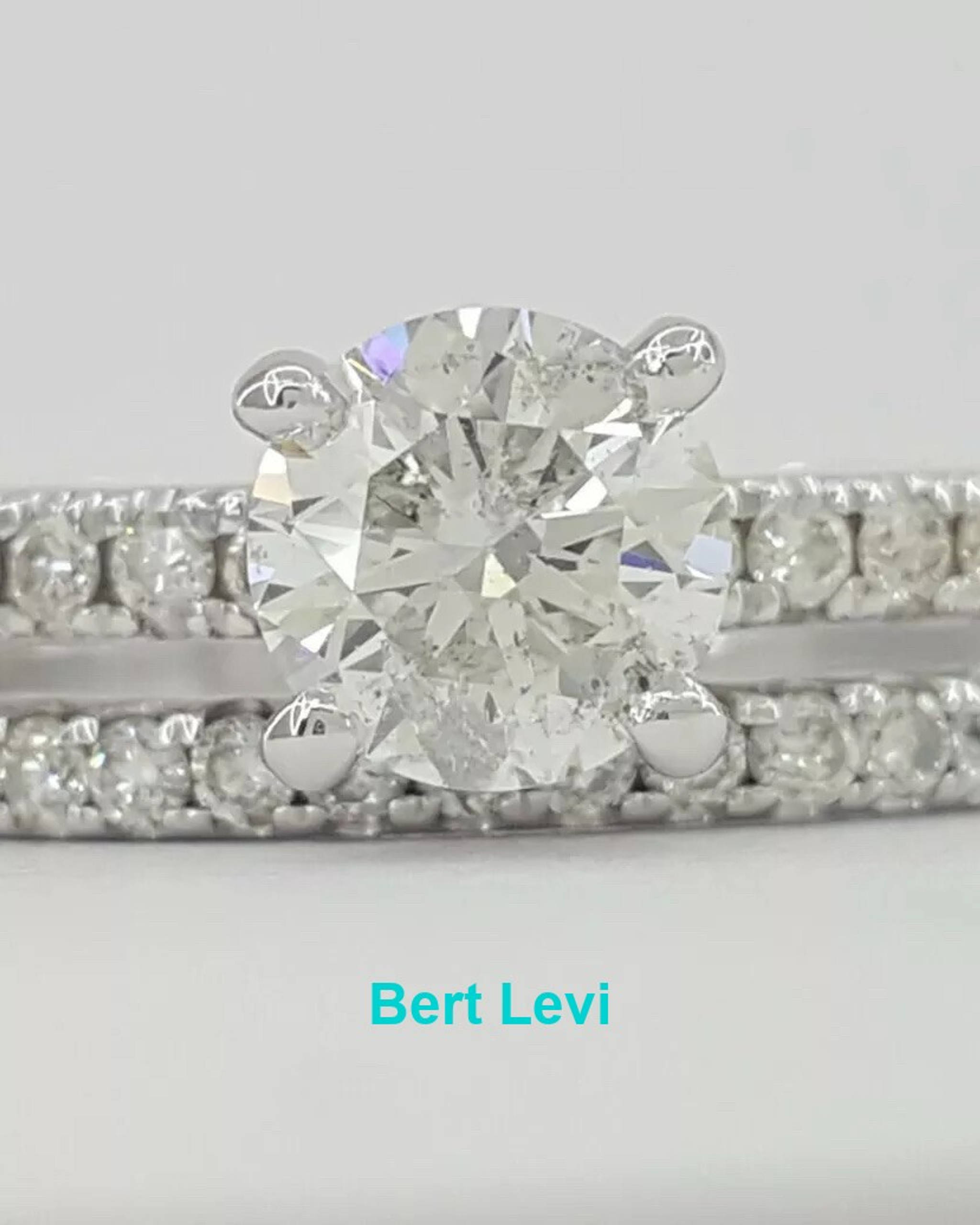 Round Cut Diamond Engagement Ring Set 0.97 ct 14K White Gold H/VS1 GIA