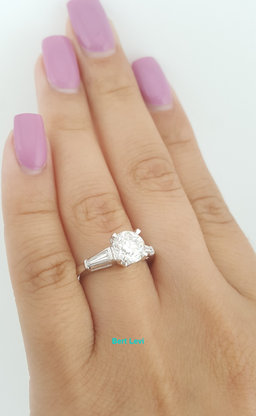 Antique Old European Cut Diamond Three 3 Stone Engagement Ring 1.66 ct Platinum