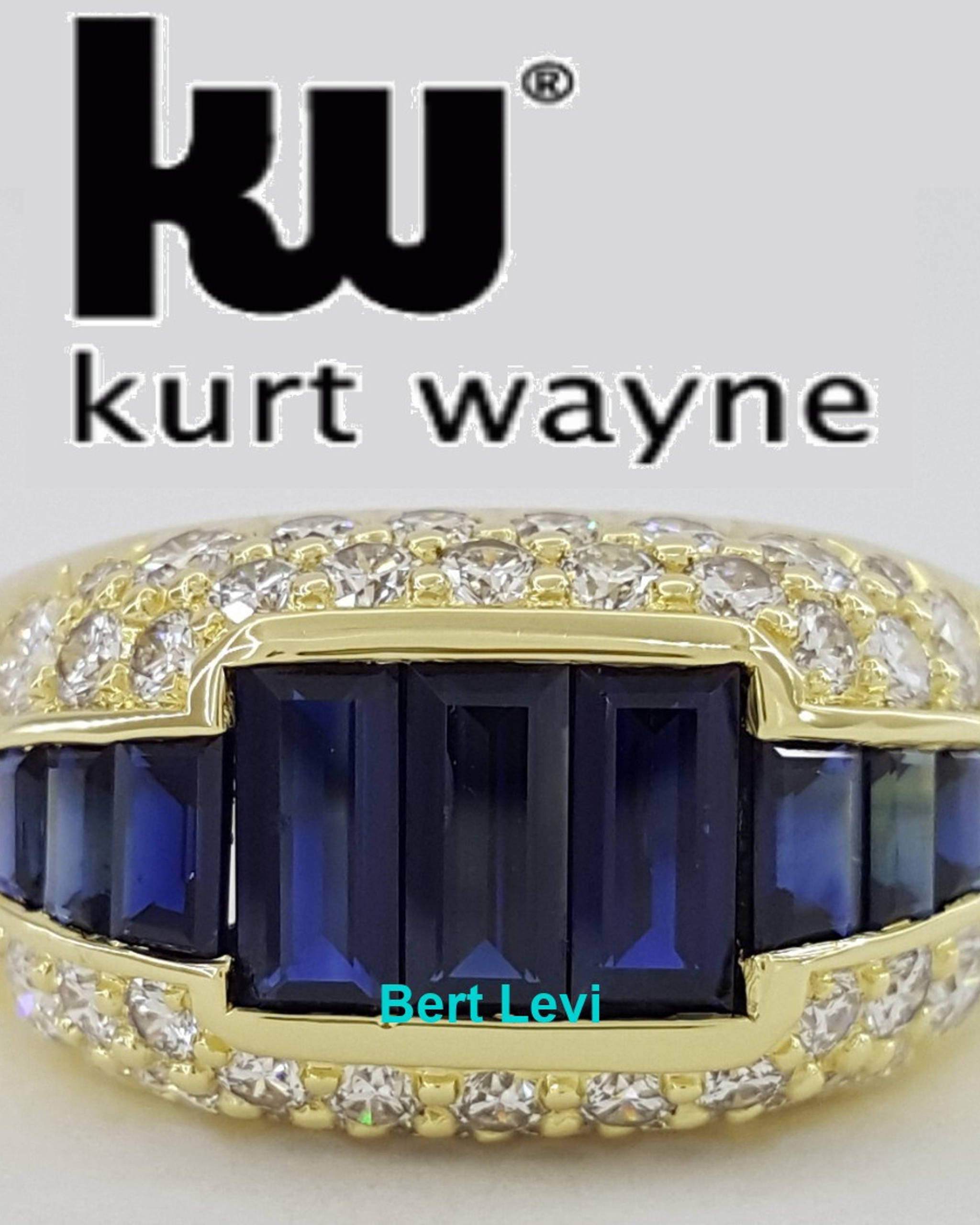 1970s Kurt Wayne 2.75 ct Blue Sapphire & Diamonds Band Ring in 18K Yellow Gold