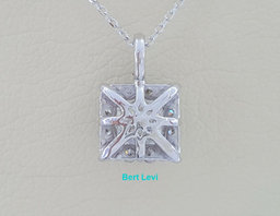 1.24 ct 14K White Gold Princess Cut Diamond Halo Pendant Necklace EGL Rtl $7,050