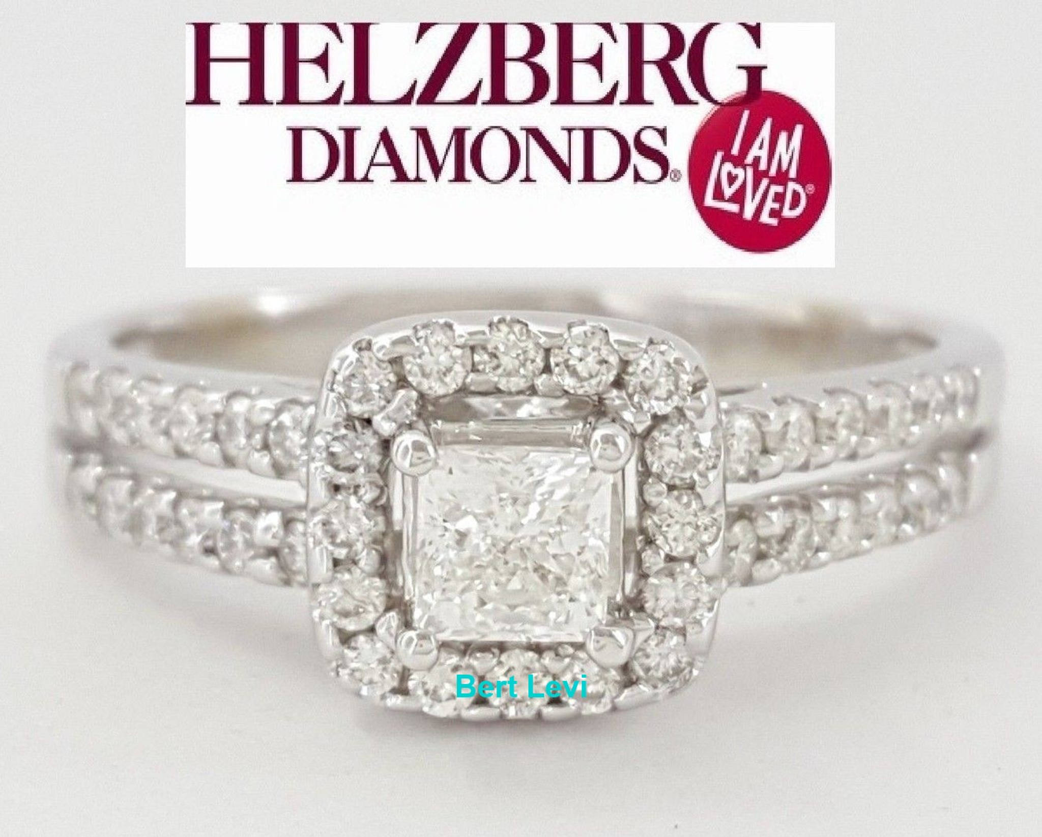Helzberg Signature Square Diamond Halo 0.65 ct 14K White Gold Engagement Ring