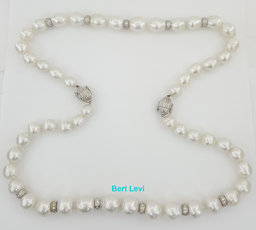 South Sea Pearl Diamond Necklace 2.75 ct 31.5" or 16.5" & 15" 18K White Gold