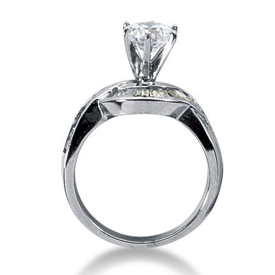 Thumbnail: Ladies 14KT White Gold Platinum Fancy Engagement Ring ENR1673