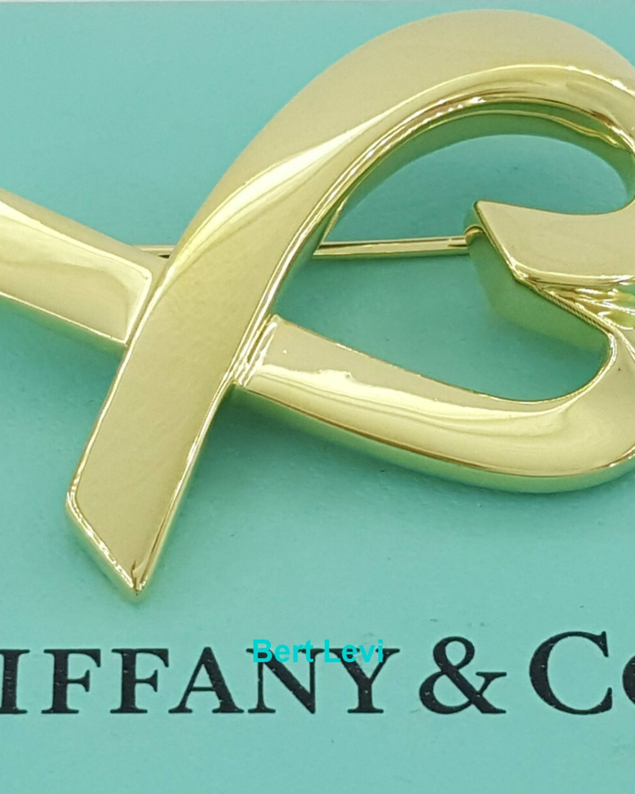 Tiffany & Co Paloma Picasso 18K Yellow Gold Loving Heart Brooch Pin Large 1.25"