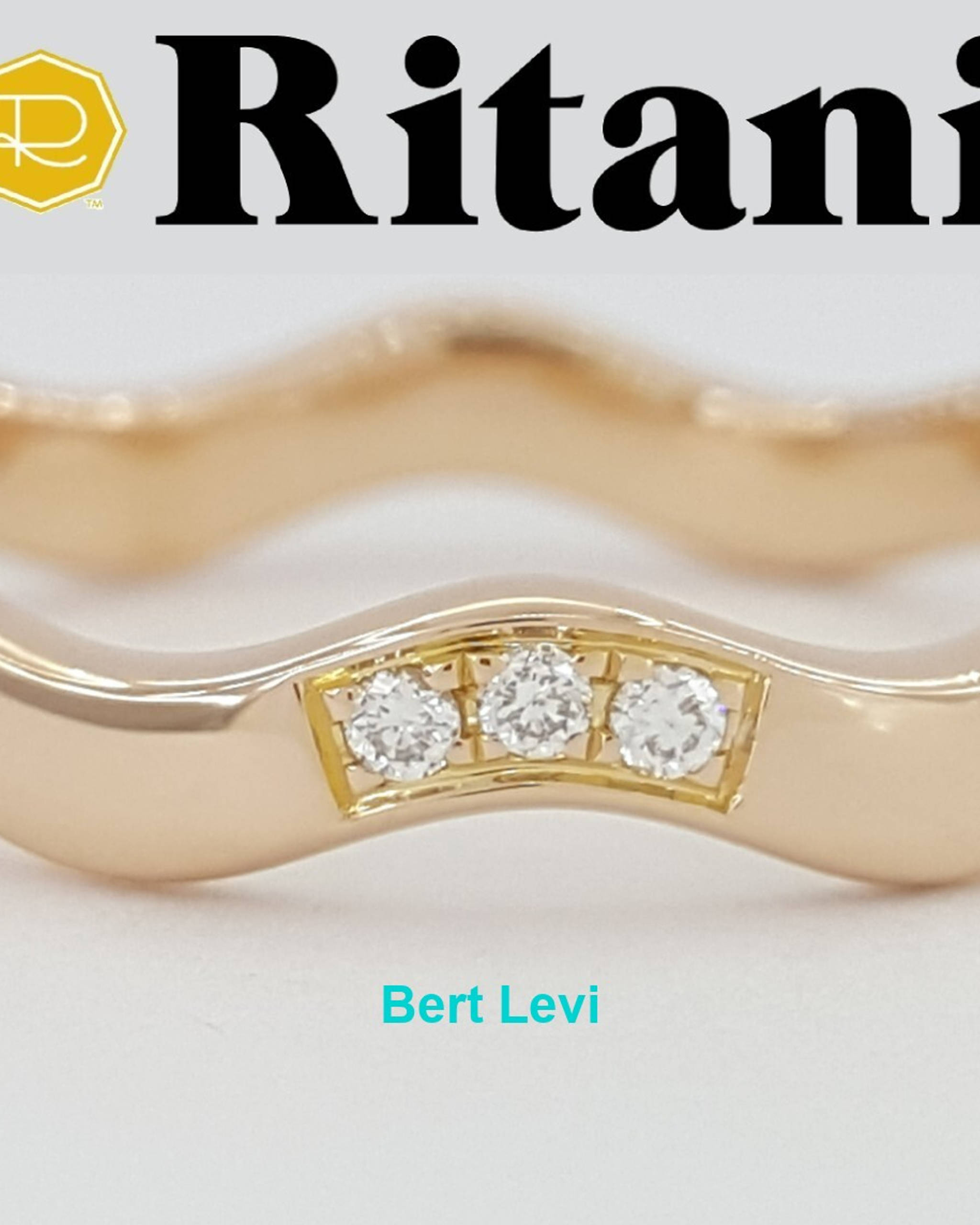 Ritani S45-8 Stackable Wave 0.18 ct 18K Rose Gold Round Diamond Band Rtl $1,140