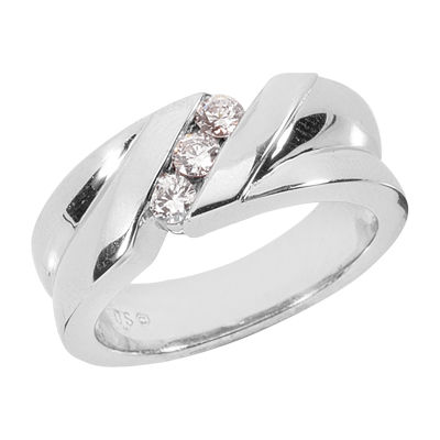 Ladies 14KT White Gold Platinum Round Diamond Wedding Band Set WBS173-G