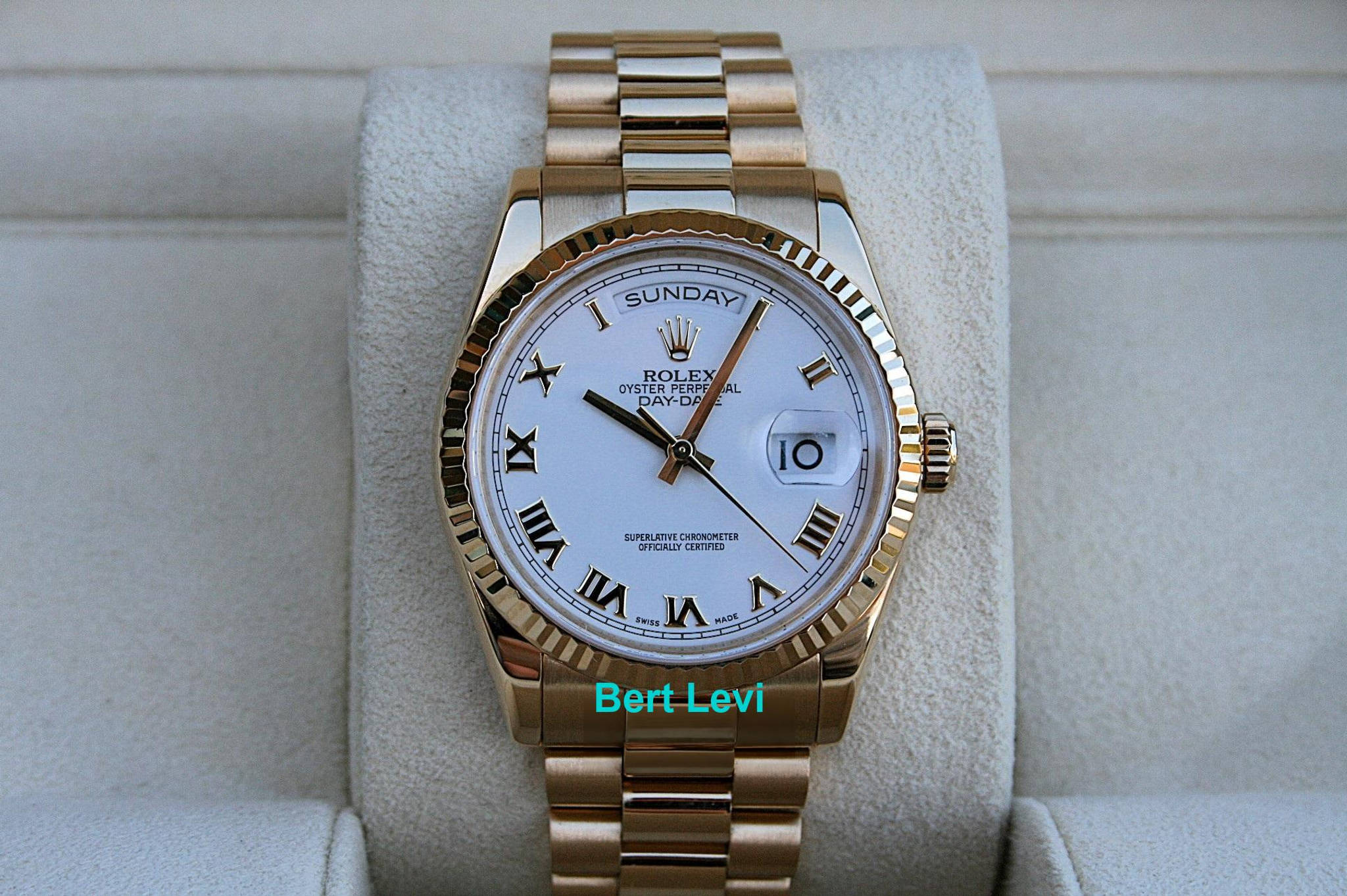 ROLEX 118238 DAY DATE WATCH 36MM PRESIDENT 18K YELLOW GOLD