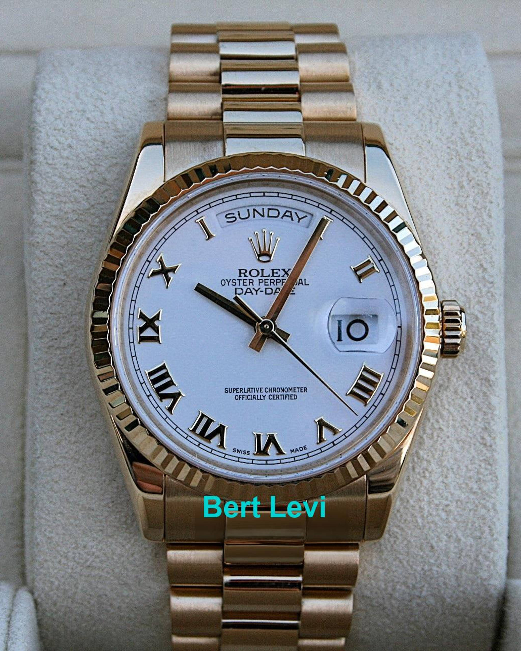 ROLEX 118238 DAY DATE WATCH 36MM PRESIDENT 18K YELLOW GOLD