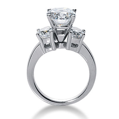 Thumbnail: Ladies 14KT White Gold Platinum Three Stones Engagement Ring ENR6202