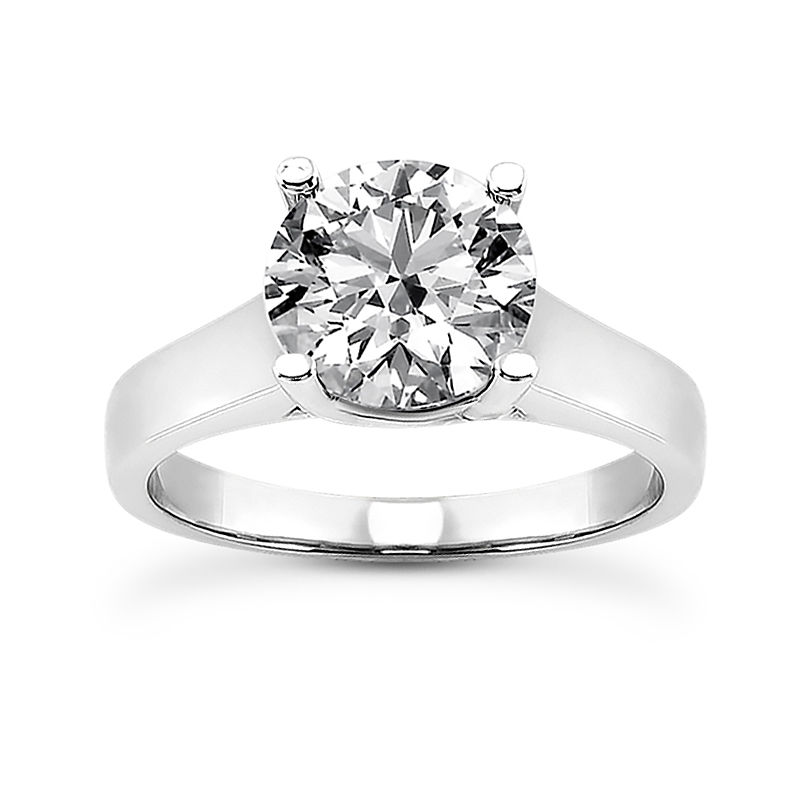 Ladies 14KT White Gold Platinum Round Diamond Solitaire Engagement Set ENS1404-A