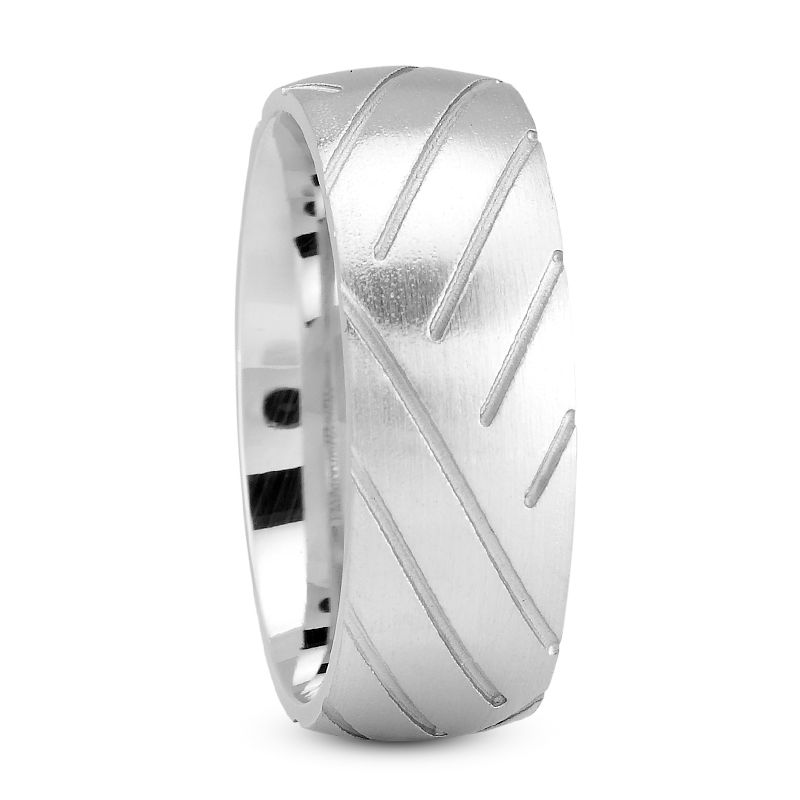 Mens 14KT White Gold Platinum Traditional Wedding Band M803