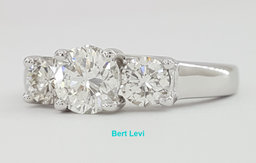 Round Brilliant Diamond 1 ct Three 3-Stone Platinum Engagement Ring