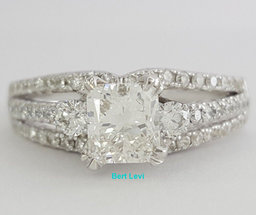 Radiant Cut Diamond Engagement Ring 1.6 ct 18K White Gold Retail $9,500 F / SI1