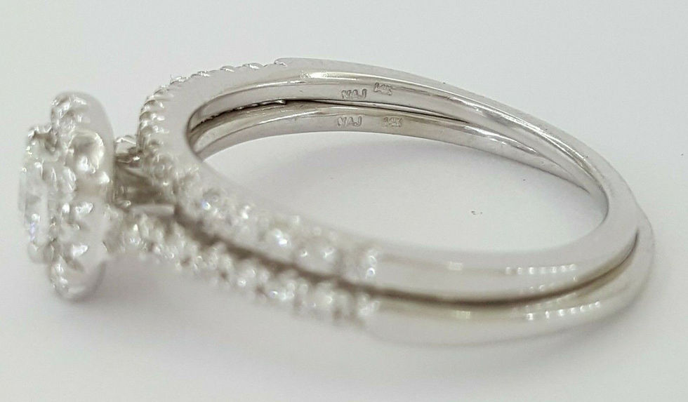 Thumbnail: Cushion Brilliant Diamond Halo Engagement Wedding Ring Set 0.9 ct 14K White Gold