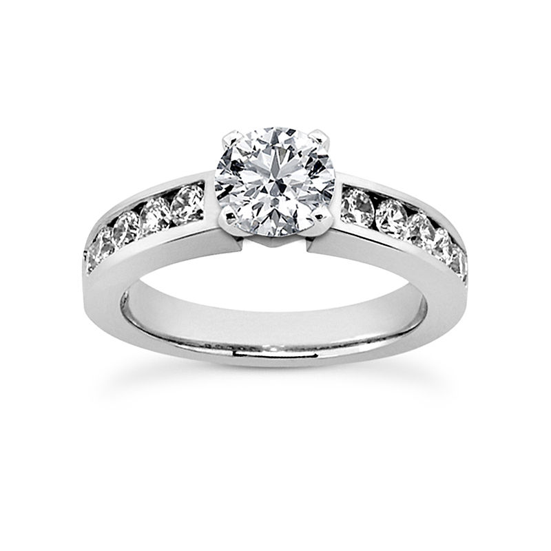 Ladies 14KT White Gold Platinum Fancy Engagement Set ENS648-A