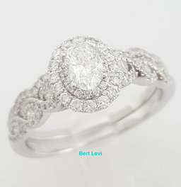 Neil Lane Oval Diamond Double Halo Engagement Ring & Band Set 1.38 ct Rtl $5.7K