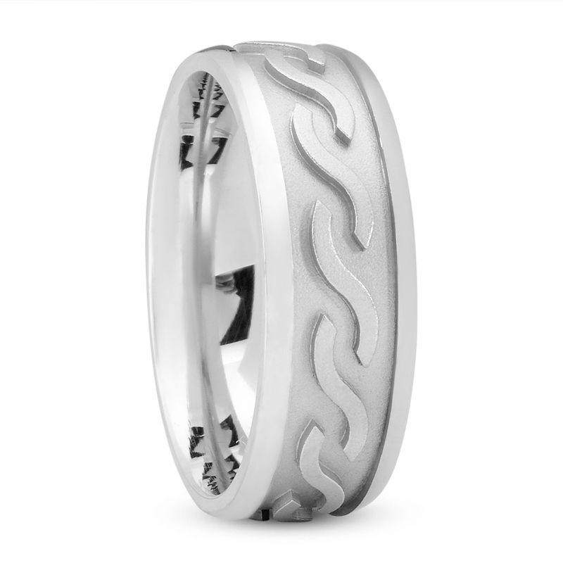 Mens 14KT White Gold Platinum Traditional Wedding Band M512