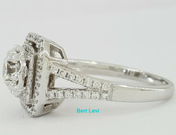 Round Cut Diamond Double Halo Engagement Ring 1.55 ct 14K White Gold Retail $12k