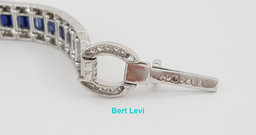 Vintage Sapphire & Diamond Bracelet 8.1 mm 6.36 ct 18K White Gold 27.1 Grams