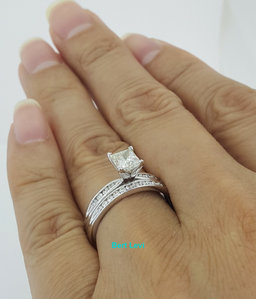 1.33 ct 14K White Gold Princess Diamond Engagement Ring Wedding Set Rtl $7000