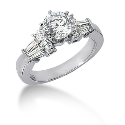 Ladies 14KT White Gold Platinum Fancy Engagement Set ENS737-A