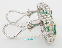 Colombian Green Emerald & Diamond Halo Earrings 8.27 ct 18K White Gold Rtl $35K