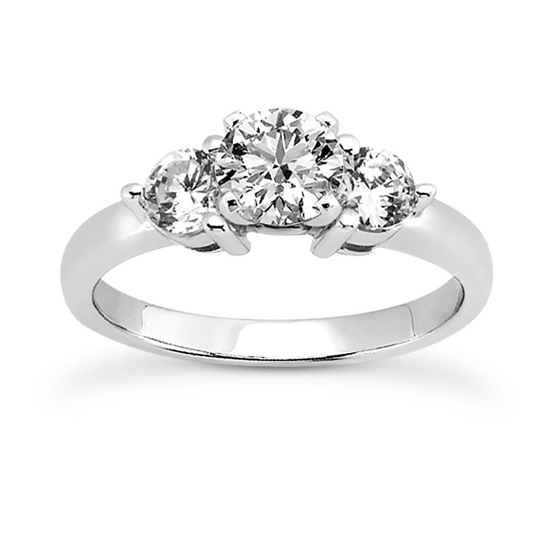 Ladies White Gold Platinum Round Diamond Three Stones Engagement Set ENS1334-A