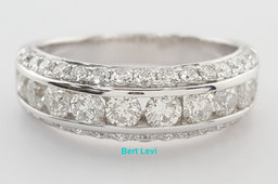 Channel Set 3-Row Round Diamond Wedding Band 14k White Gold 2 ct 7 mm Rtl $3,995