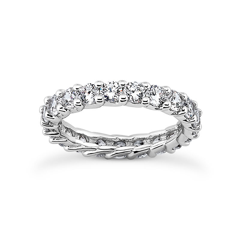 Ladies 14KT White Gold Platinum Round Diamond Eternity Wedding Band EWB417-10-4