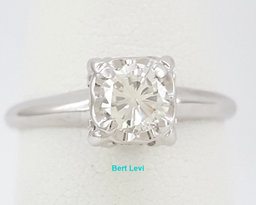 0.45 ct Vintage 14K White Gold Round Cut Diamond Solitaire Engagement Ring 
