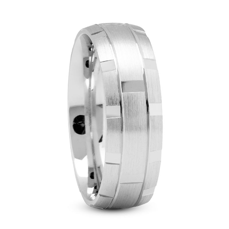 Ladies 14KT White Gold Platinum Traditional Wedding Band LWM589