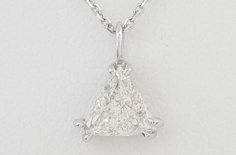 Trillion Diamond Solitaire Pendant Necklace 0.97 ct 14K White Gold GIA Rtl $6.5K