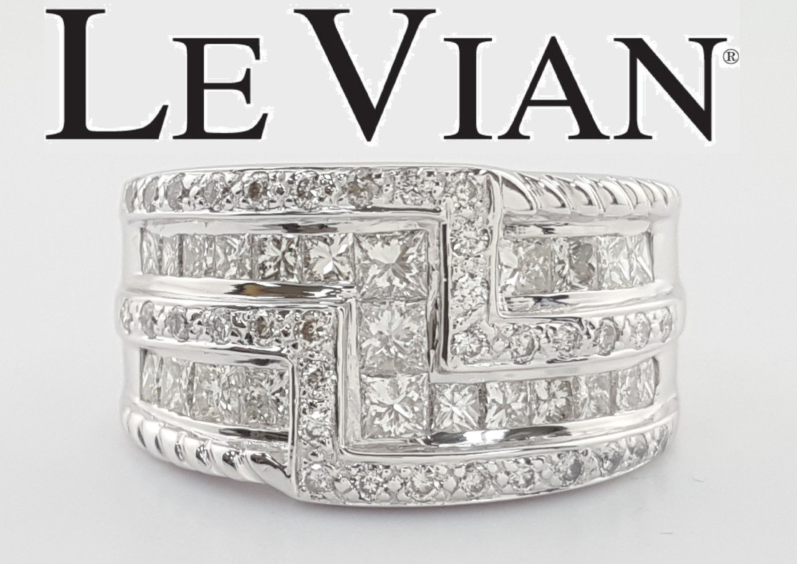 LeVian Le Vian Princess Round Diamond Ring 18k White Gold 2 ct