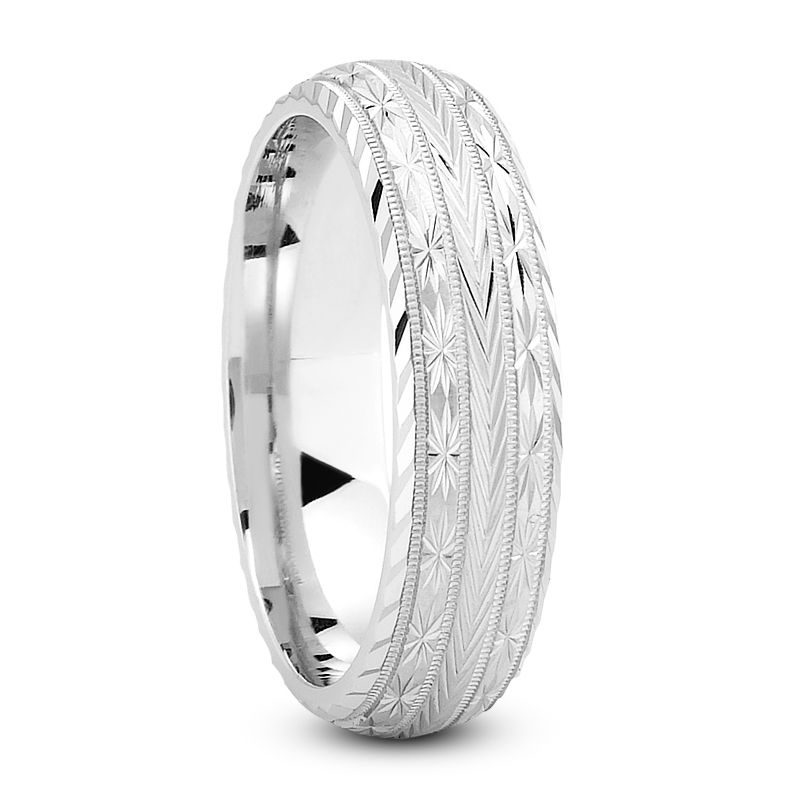 Mens 14KT White Gold Platinum Traditional Wedding Band M665
