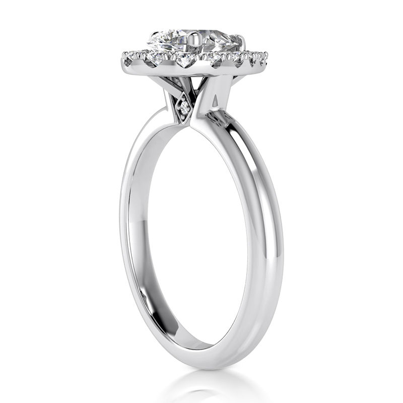 Thumbnail: Ladies White Gold Platinum Pear Shaped Diamond Halo Engagement Ring ENR9704-8X5