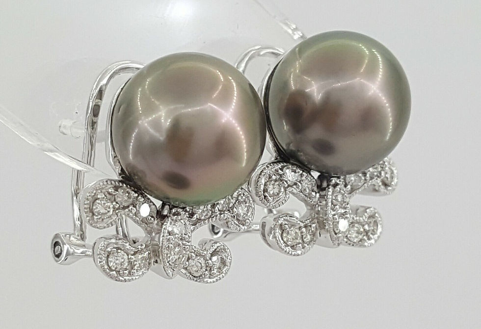 Thumbnail: South Sea Pearls & 0.24 ct Diamond Earrings 7.3grams 18k White Gold 10mm $2,500