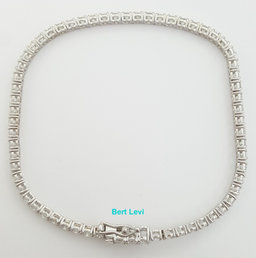 Round Diamond Tennis Bracelet 4 ct 18K White Gold 7.25" Rtl $10K