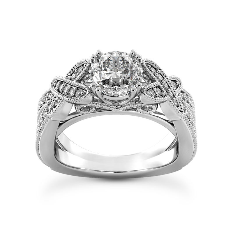 Ladies 14KT White Gold Platinum Fancy Engagement Ring ENR9589