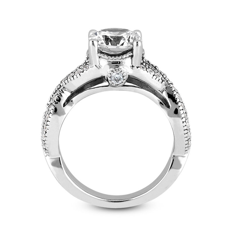 Thumbnail: Ladies 14KT White Gold Platinum Fancy Engagement Ring ENR8084