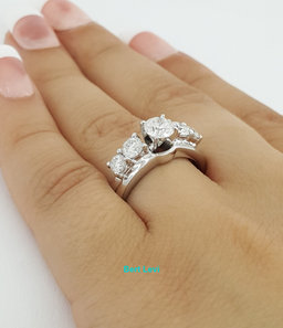 The LEO Round Diamond Engagement Ring & Band Set 14K White Gold 1.33 ct
