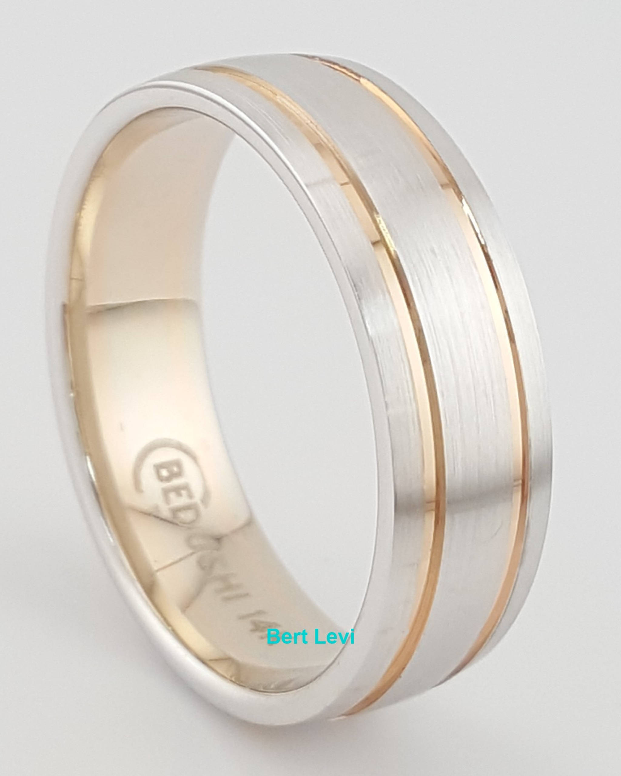 Men's 14k White Rose Gold Wedding Band Ring 6.5 mm 7.8 Grams Size 10