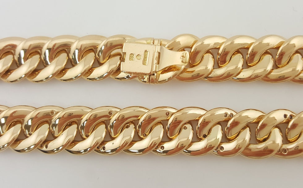Thumbnail: Diamond Cuban Chain Necklace 6 ct 18K Yellow Gold Germany 13.5 mm 244.5 Grams