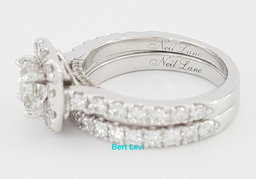 Neil Lane Cushion Diamond Halo Engagement Ring Set 14k W Gold 1.88 ct Rtl $7.4K