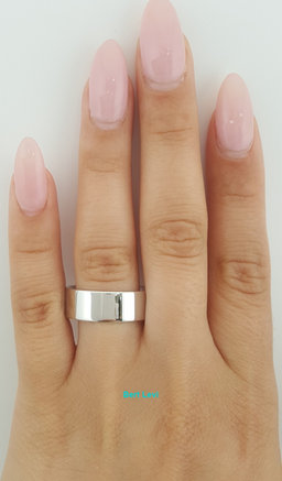 Men's 14k White Gold Wedding Band Ring 7.5 mm 9.5 grams Size 10