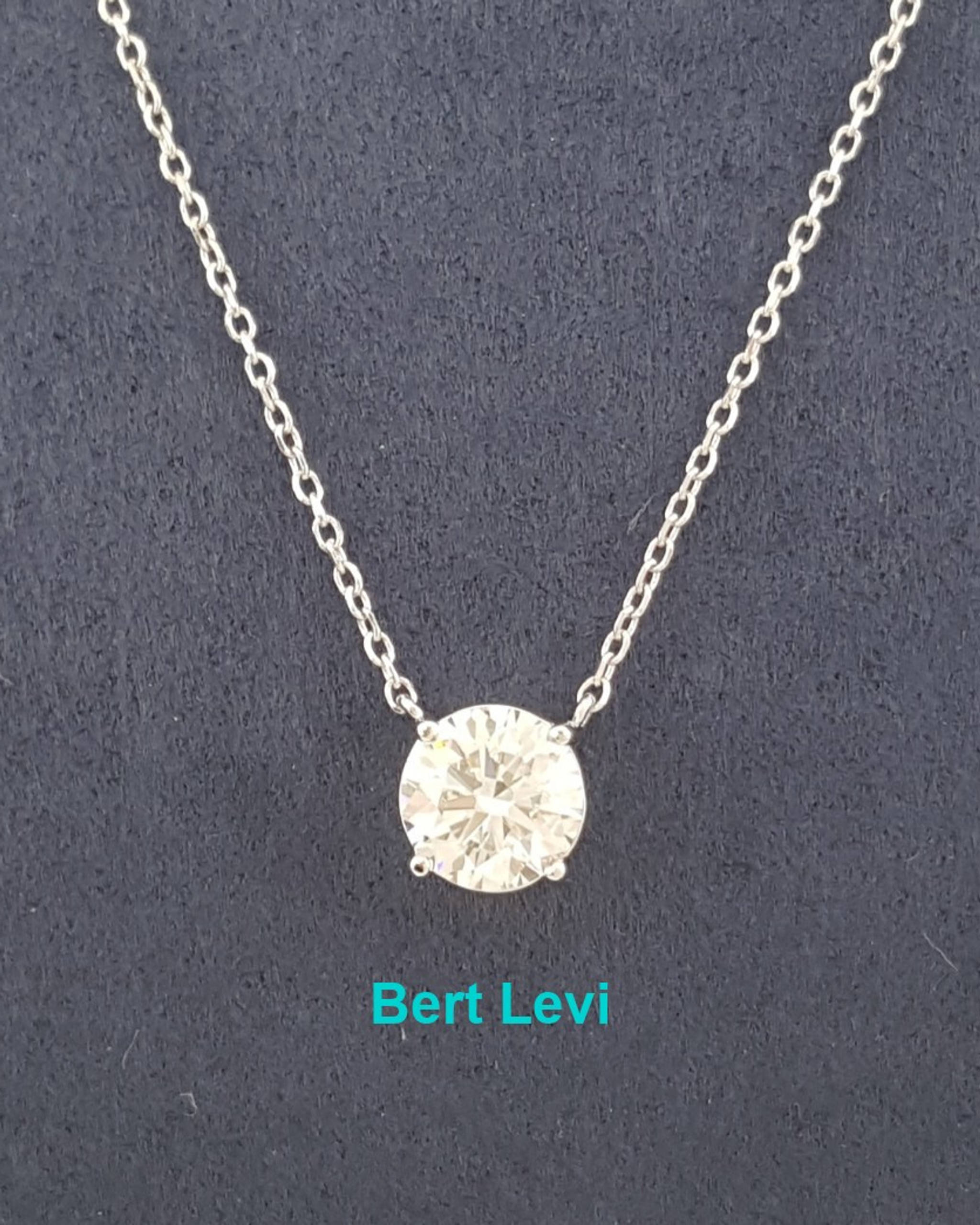 Natural Round Diamond Solitaire Necklace 1.01 ct 14K White Gold GIA Rtl $6,500